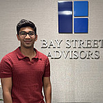 Iftesham Rahman Sami’25 at his internship at Bay Street Advisors in New York.