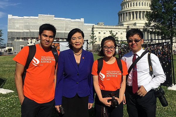 Working for immigration reform, Linh Dieu Ngyuen'20 (second from right) interned with Asian A...