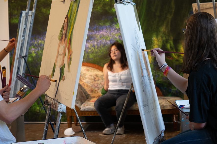 Professor George Williams encourages his students to paint from life, as well as to find their own style.