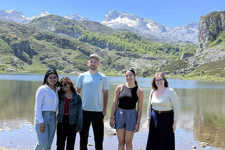Students at Lagos de Covadonga, Asturias, Spain during a global engagement seminar on the environment and sustainability.