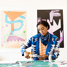 Ferrall Artist in Residence Caroline Kent in the studio at Paulson Fontaine Press