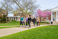 Gina T’ai works with her dance class on some outdoor performances in the Chapin Quad.