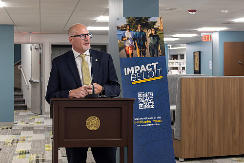 Wisconsin Department of Administration Deputy Secretary Paul Hammer speaks to the crowd.