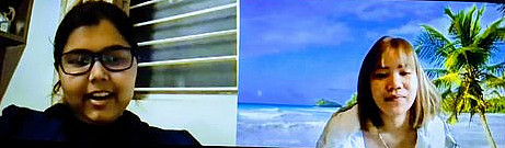 Saumyaa was talking to her friend on zoom. 