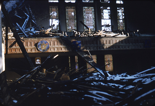 Eaton Chapel Interior - Day After Fire - December 13 1953
