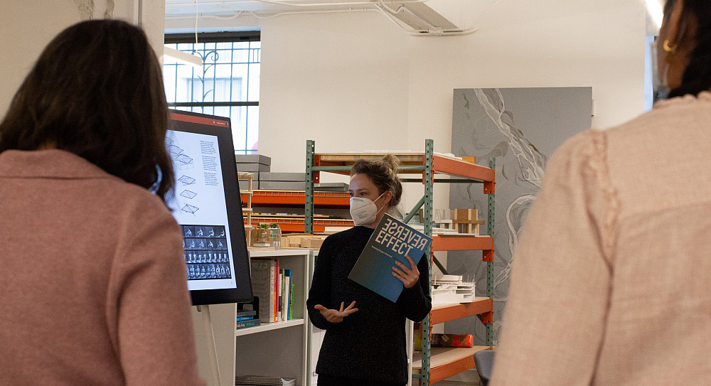    Alissa Anderson, Principal, Publications & Exhibitions for Studio Gang Architects, talks to Beloit students at the company's ...