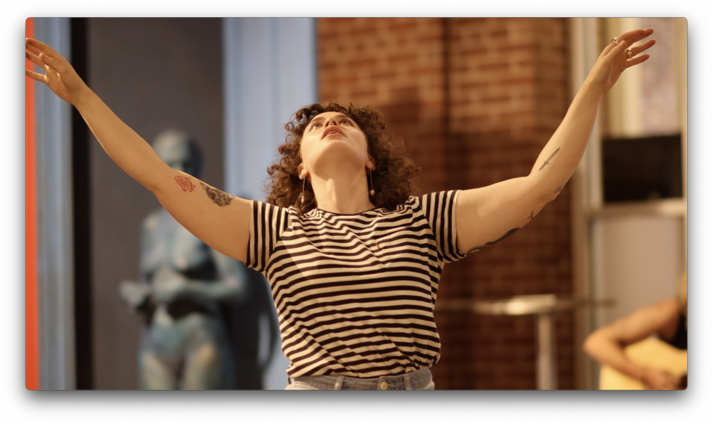 Charlie Vail'18 interprets the music of fellow Beloiter Olivia Love'19 in the Wright Museum of Art.
