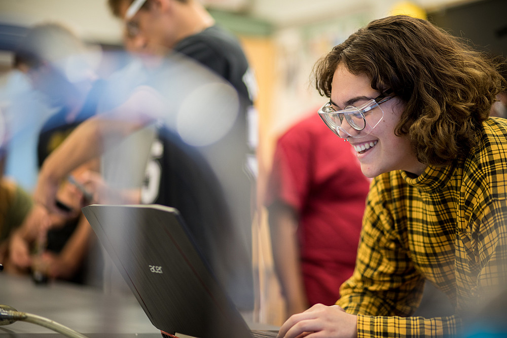 A Beloit student does research in a chemistry lab.