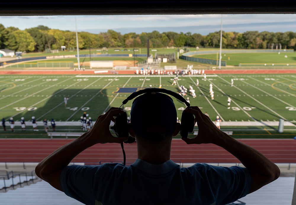 JT mics up for a football game.