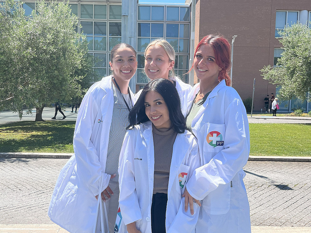 Allie Banks'26, left, with her cohort at the Doctors in Italy program in Rome.