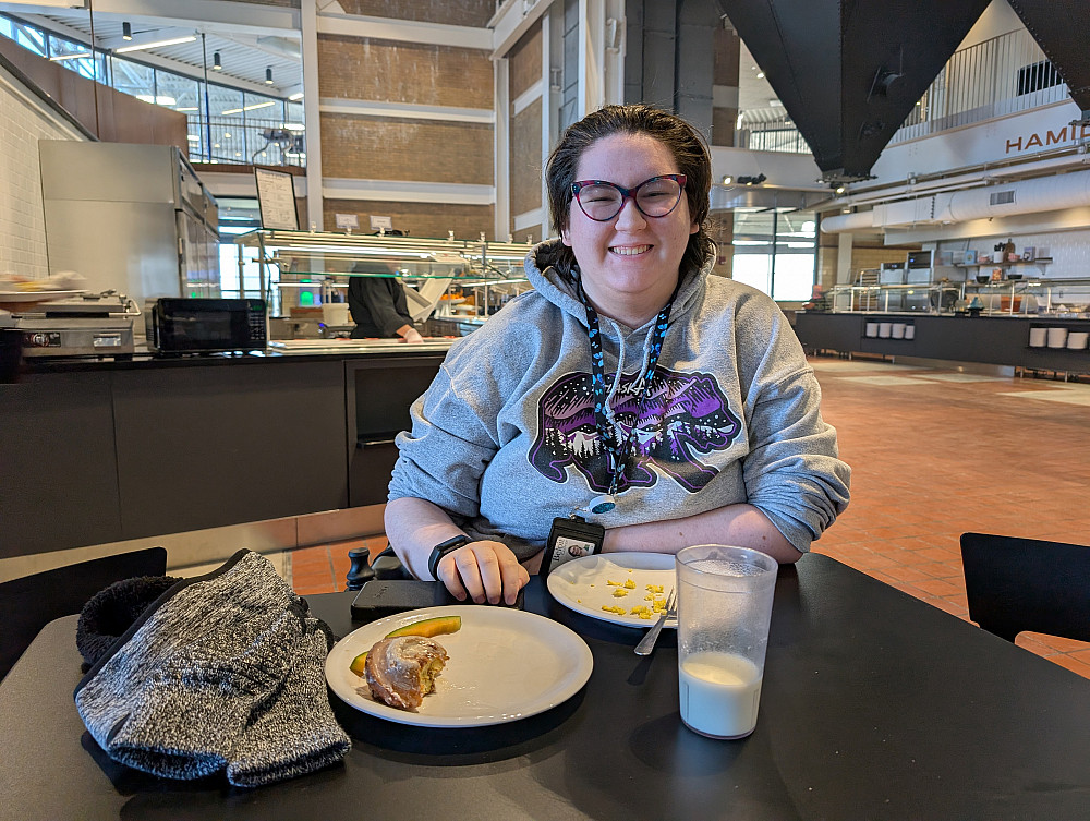 Students eating at Hamiltons 2 Danae Jaggard'26 was one of the first diners in Hamiltons for breakfast.