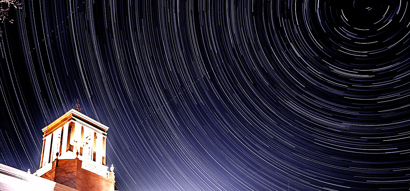 Star trails time lapse above Middle College.