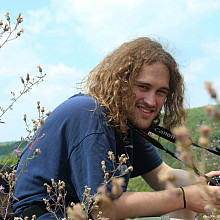 Nick Mischler’14 taking photographs in the mountains of Pennsylvania.