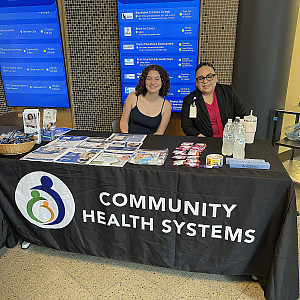 Kitana Gulotta’25, left, enjoyed tabling at events on behalf of Community Health Systems during the Community Health Internship Program (CHIP) this summer. She presented about the experience in a panel at Beloit & Beyond. 