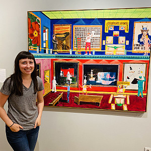 Wright Museum of Art has launched its exhibit of works by artist James V. Lamb. The Beloit self-taught artist used bold colors and imagery to call out his observations on society, religion, and life, says Christa Story (pictured), academic curator and interim director of the Wright Museum of Art. 