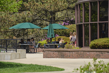 The Morse Library patio.