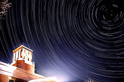 Star trails time lapse above Middle College.