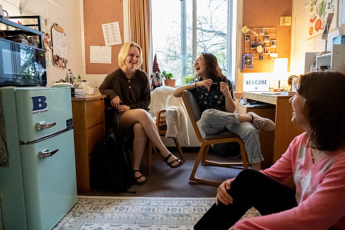 Ella and her friends enjoy hanging out in her split double room in Bushnell.