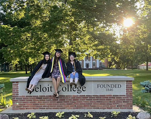 Roommates Guech Sok, Maria Elvira Lopez, and Meg Kulikowski before their graduation in May 2021.