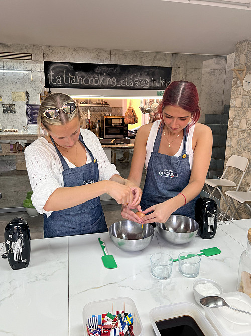 Allie and her cohort enjoyed participating in an Italian cooking class.