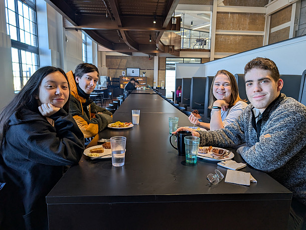 Students eating at Hamiltons 1 Students returned to Hamiltons after winter break to find new food and an inviting space.