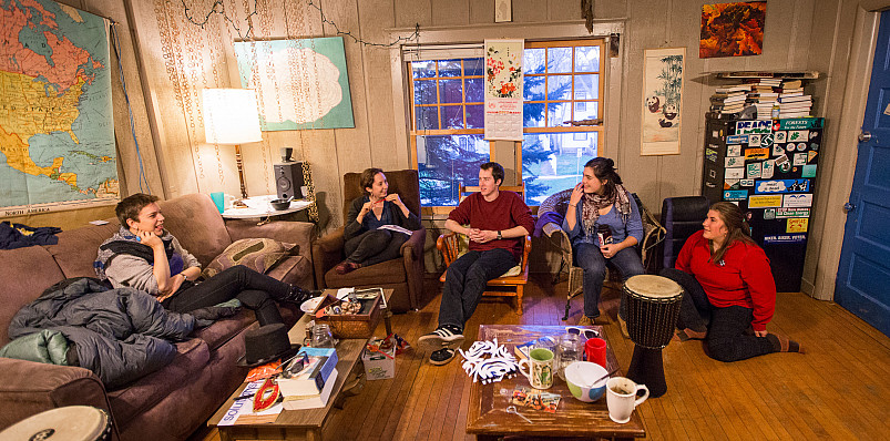 Beloit students live in a variety of special interest houses like the Outdoor Environmental House...