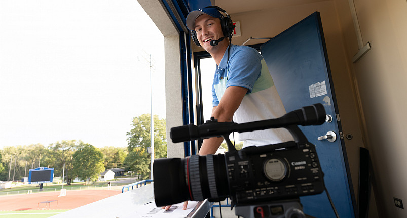 JT Toepfer'23 and BeloitTV director Jonathon Kelley are in the process of starting a broadcast program from the ground up.
