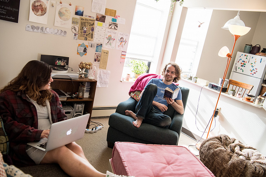 Beloit students enjoy apartment style living in Emerson Hall.