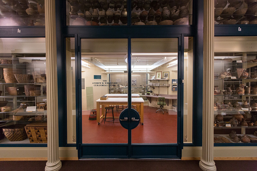 Collections from around the world are displayed and studied in a glass space known as The Cube in the Logan Museum.