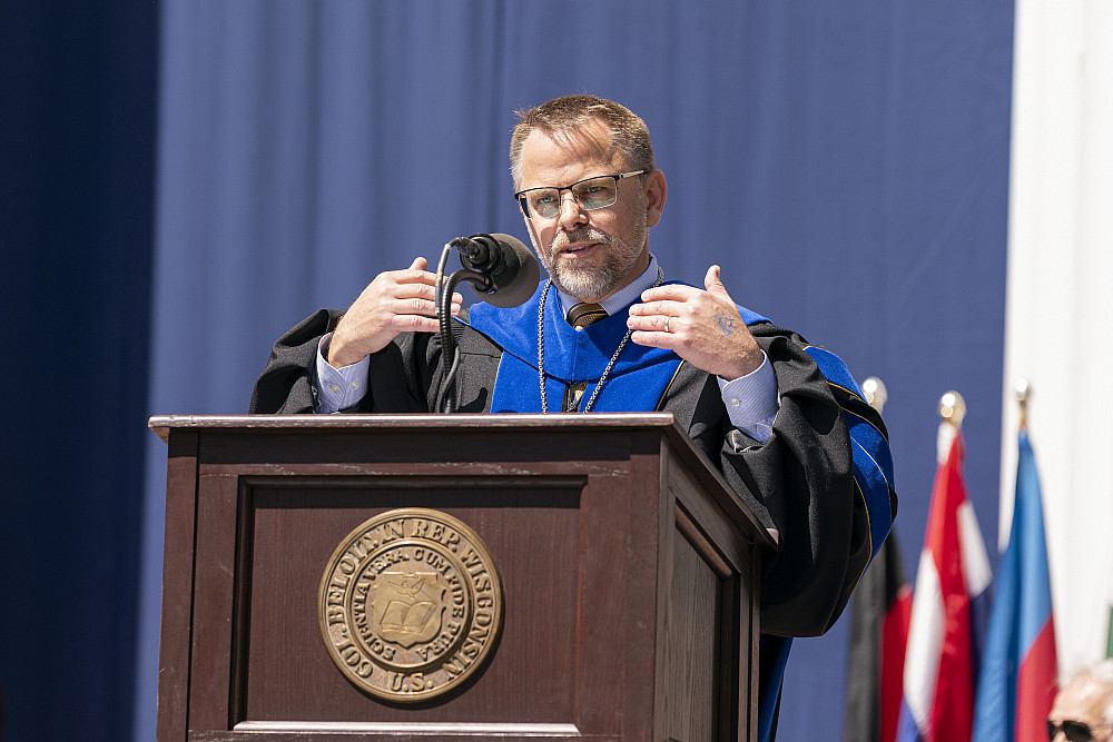 President Eric Boynton speaks to the crowd.