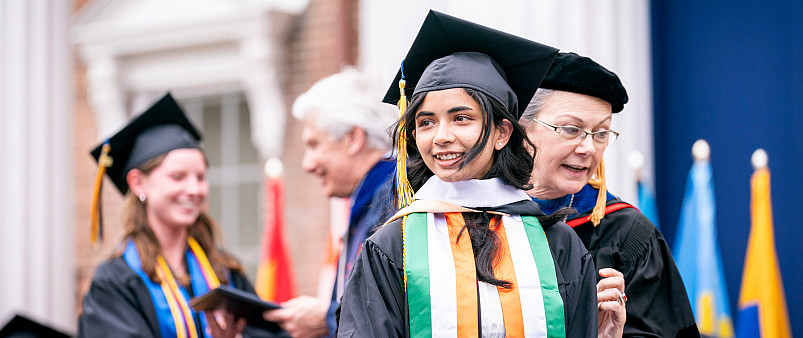 Umang Garg'22 was one of four students to receive honorary hoods as the top scholars among the candidates for Bachelor of Arts.