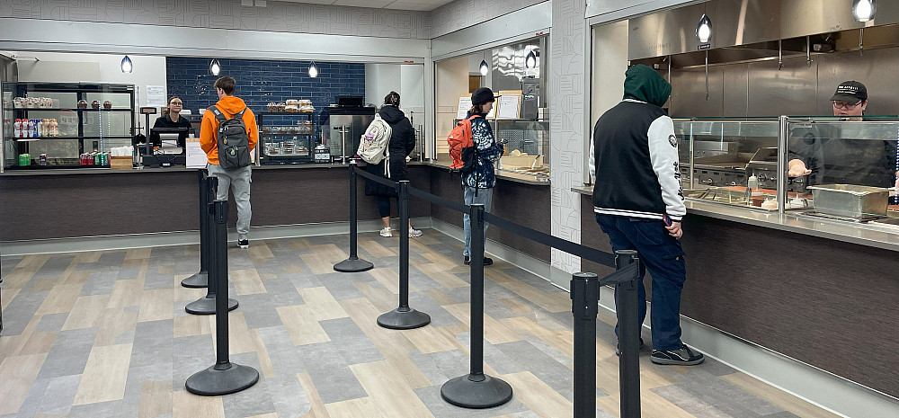 Students order food at DKs cafe.