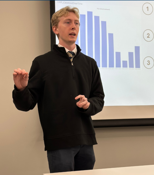 Frank Hooton '26 presents on Medicaid.