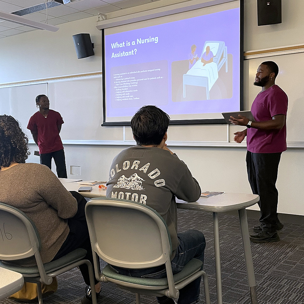 Gavin Thorpe'25 and Tyrel Spivey'24 share their experience of completing a Certified Nursing Assistant (CNA) program at symposium.