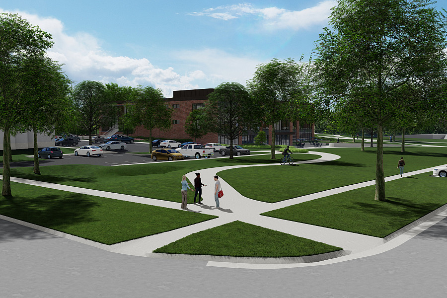 Green space surrounding the library will be expanded and more parking will be added.