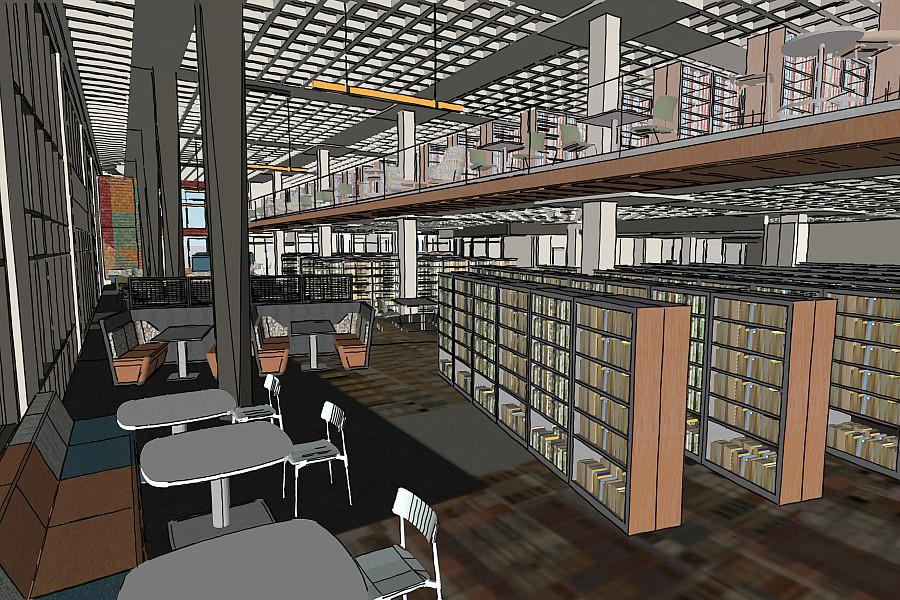 Open study and reading spaces will remain, and will be brighter through larger windows on three sides.