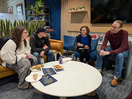 Left to right: Brinley Richards '29, Gregory Abshire '29, Laura Grube, James McQuaid