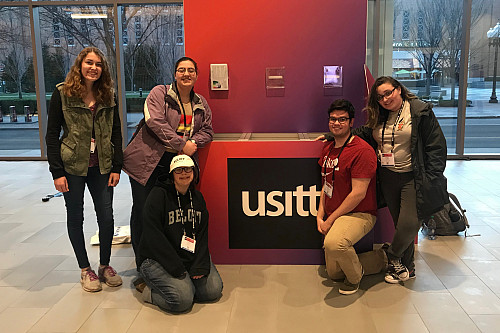 Students pose pose together at the 2019 USITT Conference.