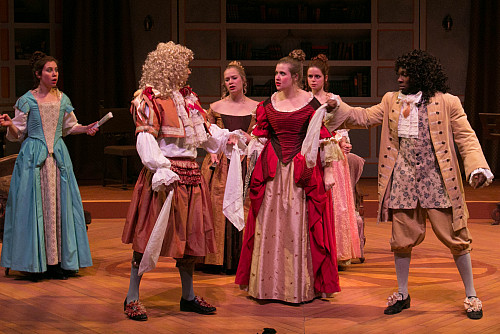 Kyndall White, Aria Shannon, Silvia Abelson, Alex Pavlovic, Reid Libby and Calago Hipps in Learned Ladies by Moliere...