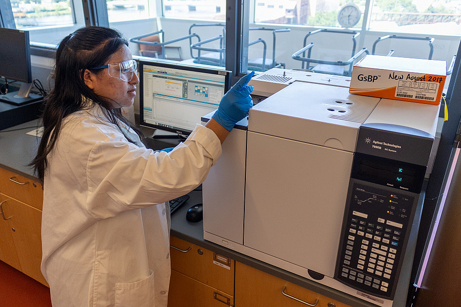 Students using a Gas Chromatograph (GC) instrument.