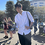 Thomas Fleming with pigeons