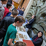 Curator Nikita Werner and students host a pop-up exhibit at the Logan Museum.