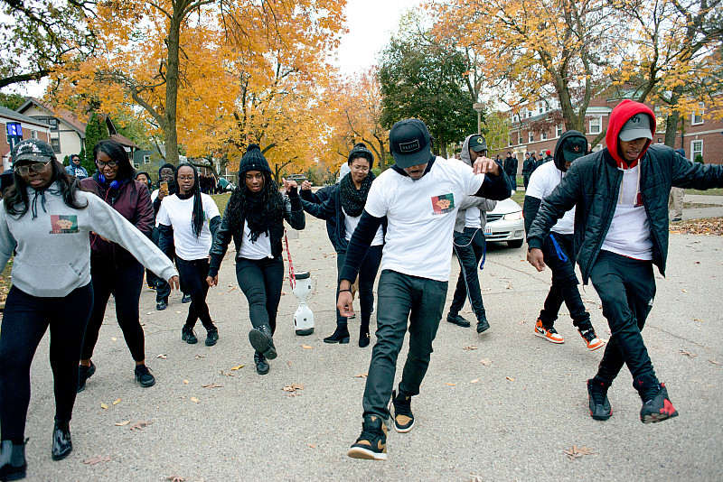 Black Students United are shown performing during the 2017 parade.