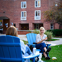 Students chatting on the quad.