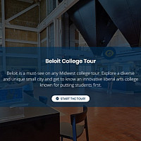 The initial screen of the Beloit College Virtual Campus Tour, welcoming users to the Powerhouse.