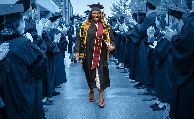 Jada Daniel'23 leads her fellow graduates from Commencement and to their futures.