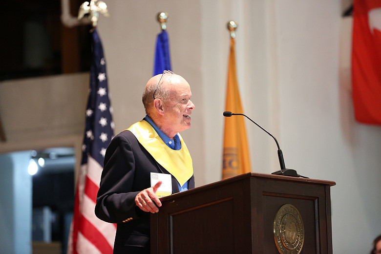 Tom Casadevall'69 speaking at the 2019 Alumni Assembly.