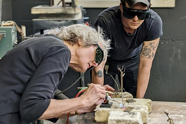 Mount Making instructor, Pam Gaible, demonstrates brazing.