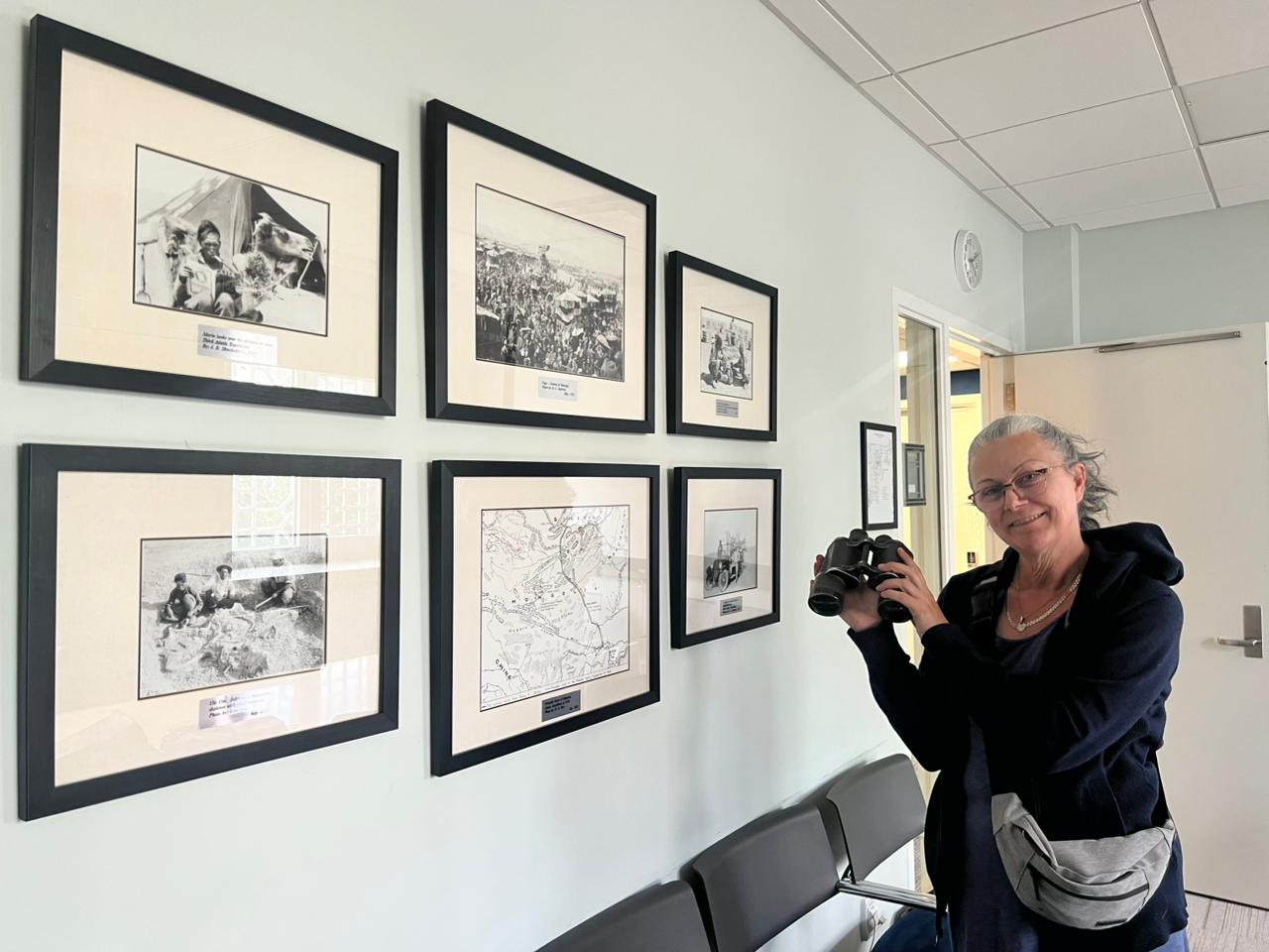 Chapman's binoculars and some of their views preserved in photographs in the Mongolian Embassy