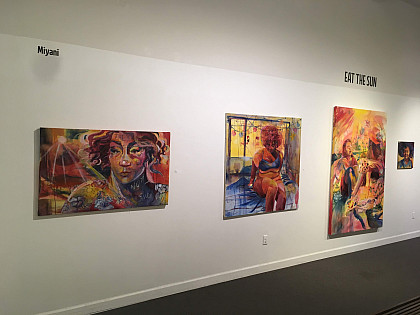 Miyani Clark '19 installed a group of paintings in the South Gallery that celebrated marginalized bodies.